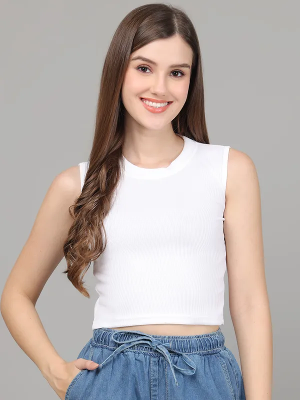 Women_Lifestyles_cotton_Rib_Sleeveless_White_Crop_Tops