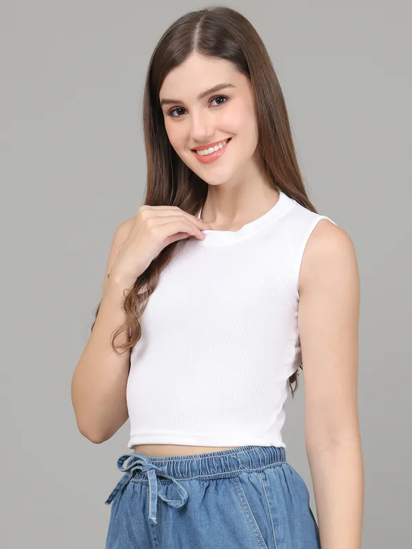 Women_Lifestyles_cotton_Rib_Sleeveless_White_Crop_Tops