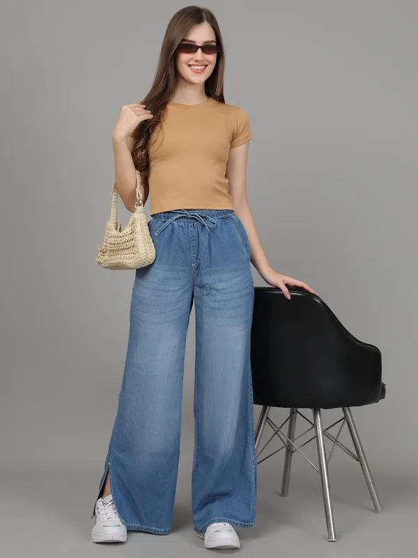 Women_Lifestyles_cotton_Rib_half_sleeve_Beige_Crop_Tops
