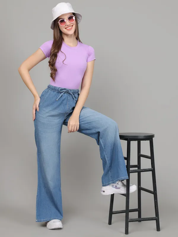 Women_Lifestyles_cotton_Rib_half_sleeve_Purple_Crop_Tops