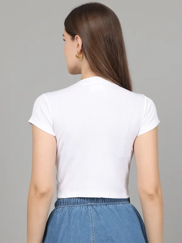 Women_Lifestyles_cotton_Rib_half_sleeve_White_Crop_Tops