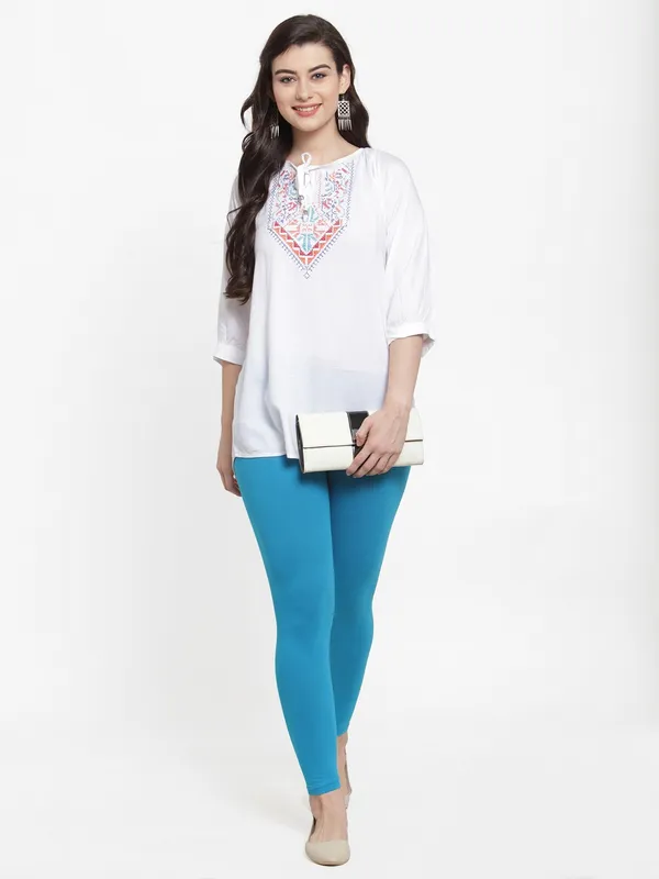 Turquoise_Blue_Cotton_Lycra_Legging_For_Women
