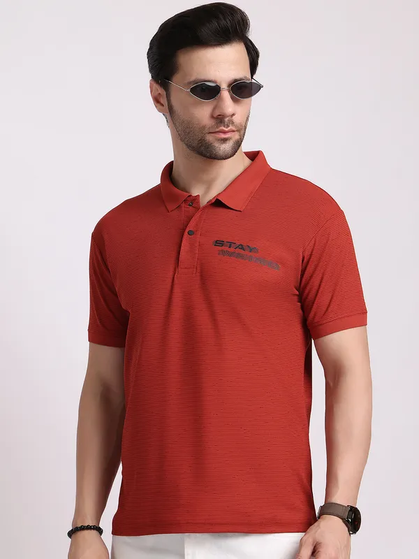 Orange_Polycotton_T-Shirt_For_Men
