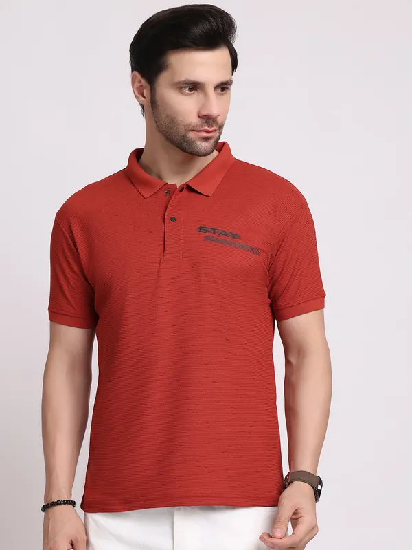 Orange_Polycotton_T-Shirt_For_Men
