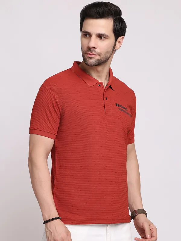 Orange_Polycotton_T-Shirt_For_Men