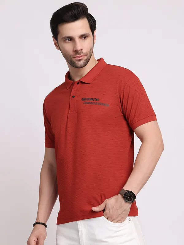 Orange_Polycotton_T-Shirt_For_Men