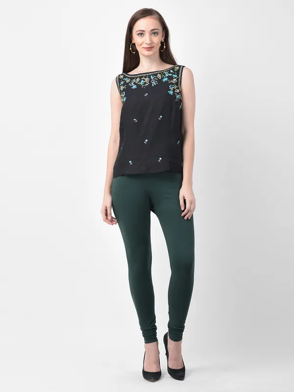 Dark_Green_Cotton_Lycra_Legging_For_Women