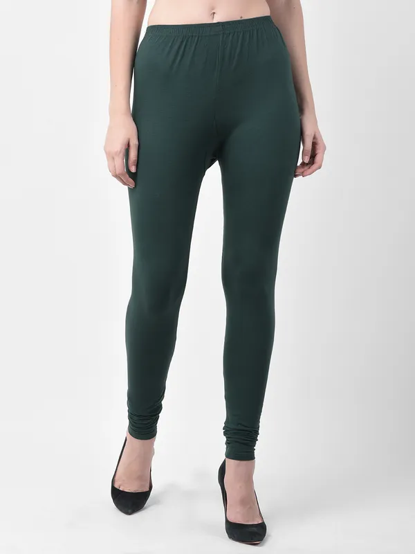 Dark_Green_Cotton_Lycra_Legging_For_Women