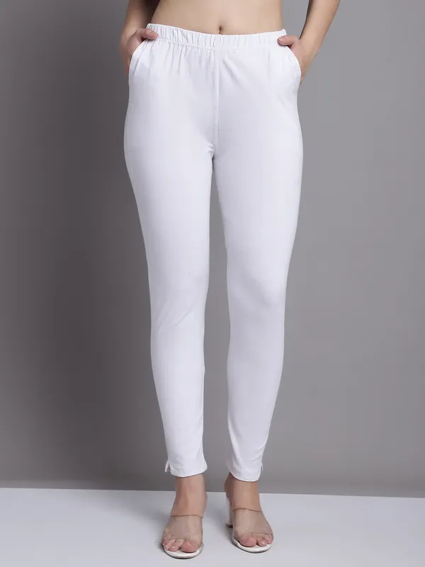 White_Cotton_Lycra_Legging_For_Women