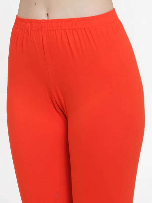 Orange_Cotton_Lycra_Legging_For_Women