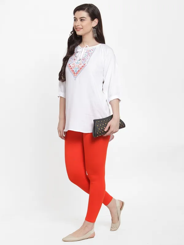 Orange_Cotton_Lycra_Legging_For_Women