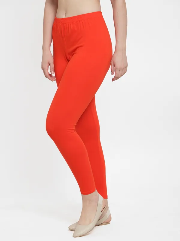 Orange_Cotton_Lycra_Legging_For_Women
