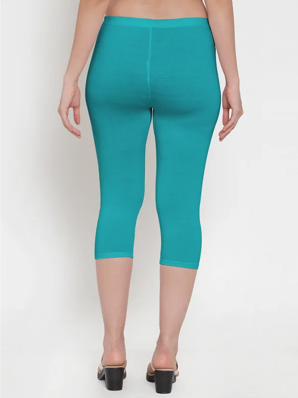 Sea_Green_Cotton_Lycra_Capri_For_Women