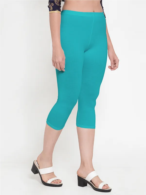 Sea_Green_Cotton_Lycra_Capri_For_Women