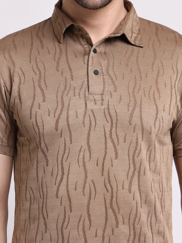 Dark_Beige_Polycotton_T-Shirt_For_Men