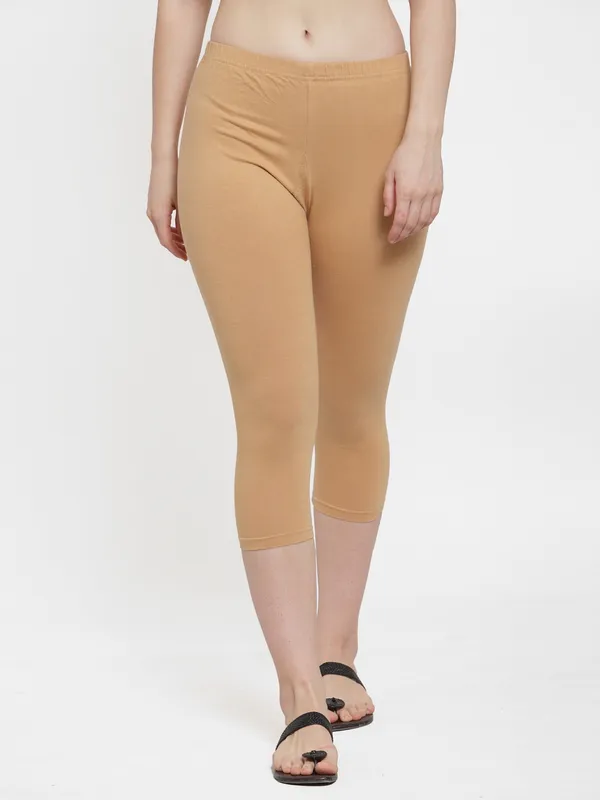 Light_Beige_Cotton_Lycra_Capri_For_Women