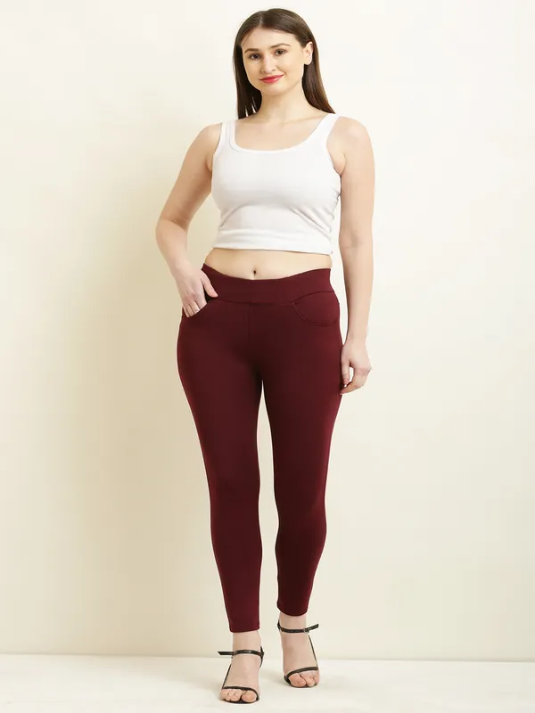 Maroon_Tencel_Jegging_For_Women