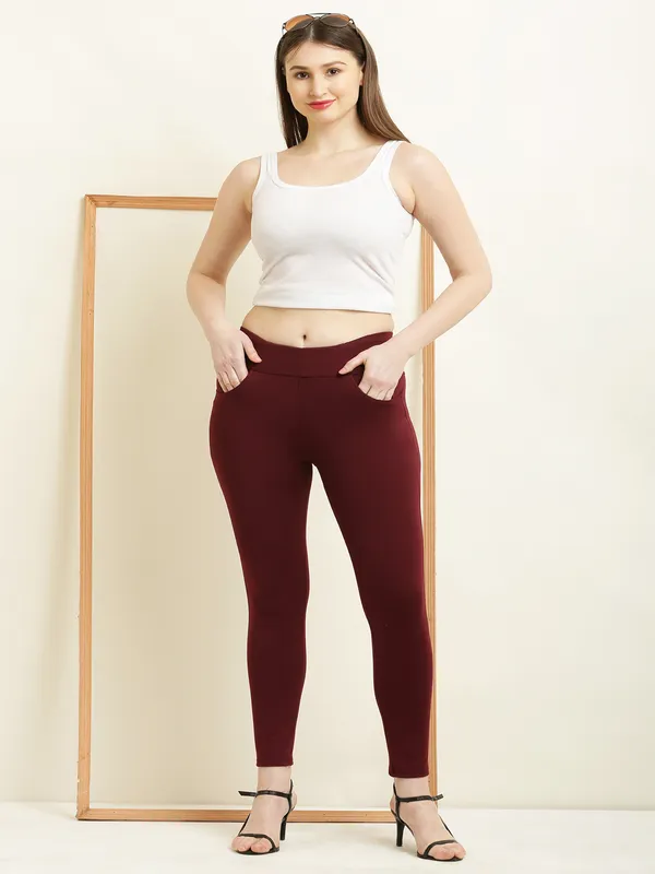Maroon_Tencel_Jegging_For_Women