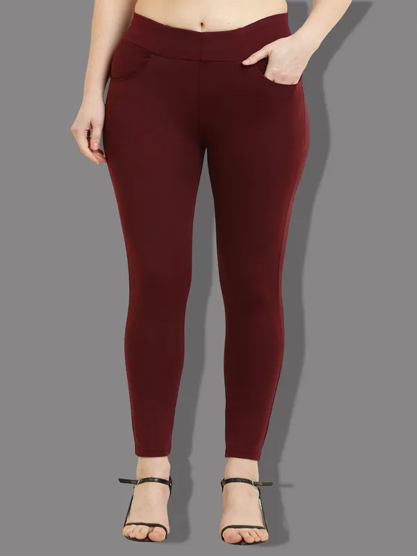 Maroon_Tencel_Jegging_For_Women