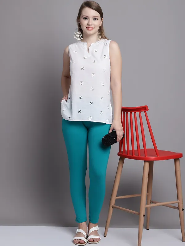 Green_Cotton_Lycra_Legging_For_Women