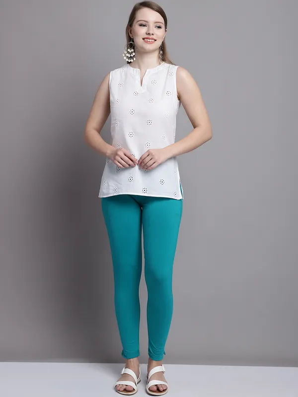 Green_Cotton_Lycra_Legging_For_Women