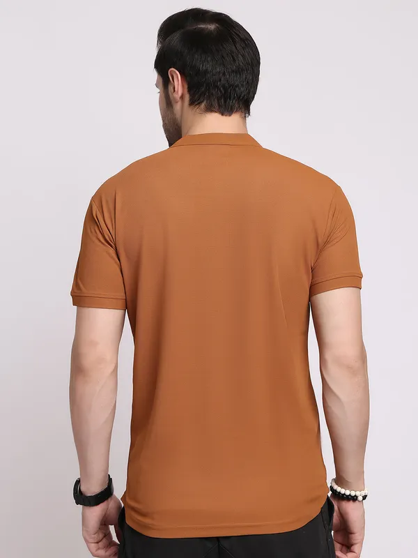 Brown_Polycotton_T-Shirt_For_Men