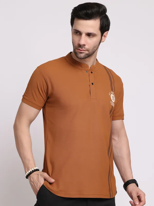 Brown_Polycotton_T-Shirt_For_Men