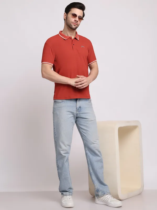 Brown_Polycotton_T-Shirt_For_Men
