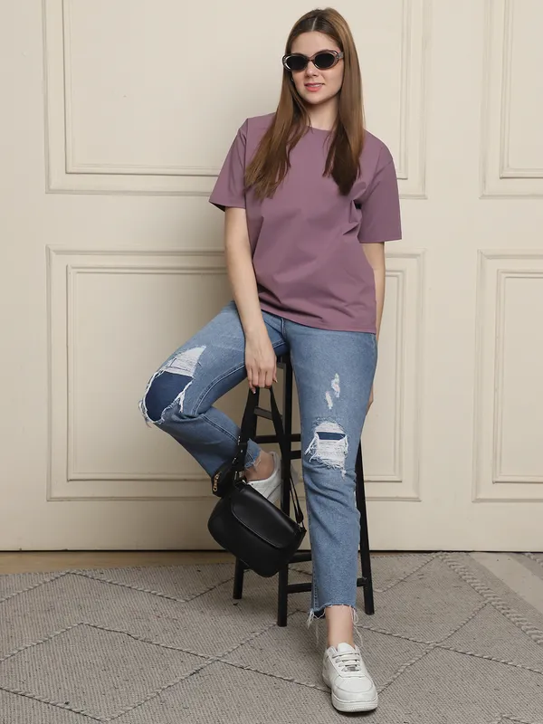 Purple_Cotton_T-Shirt_For_Women