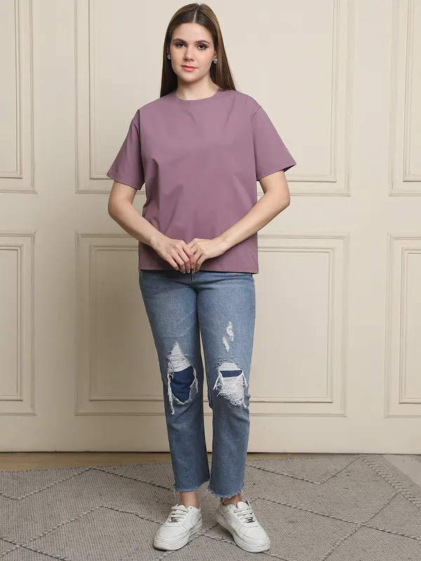 Purple_Cotton_T-Shirt_For_Women