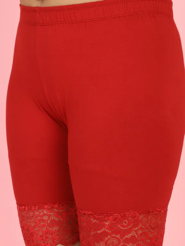Maroon_Cotton_Lycra_Shorts_For_Women