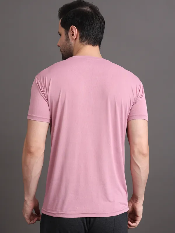 Black::Pink_Polyester_T-Shirt_For_Men