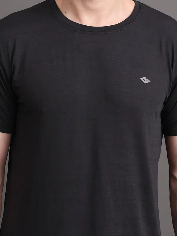 Black::Pink_Polyester_T-Shirt_For_Men