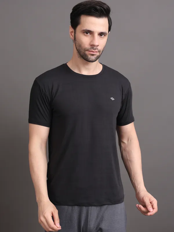Black::Pink_Polyester_T-Shirt_For_Men