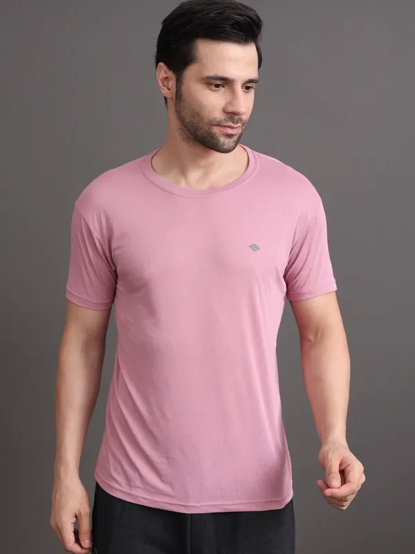 Black::Pink_Polyester_T-Shirt_For_Men