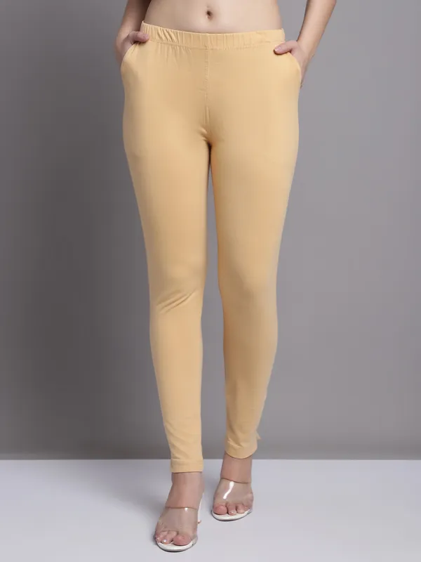 Beige_Cotton_Lycra_Legging_For_Women