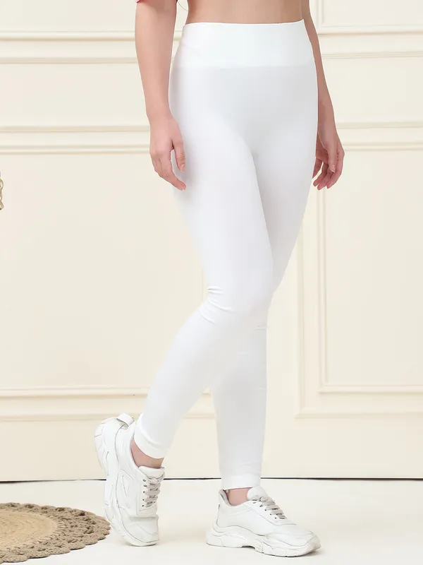 White_75%_Nylon_&_25%_Spandex_Legging_For_Women