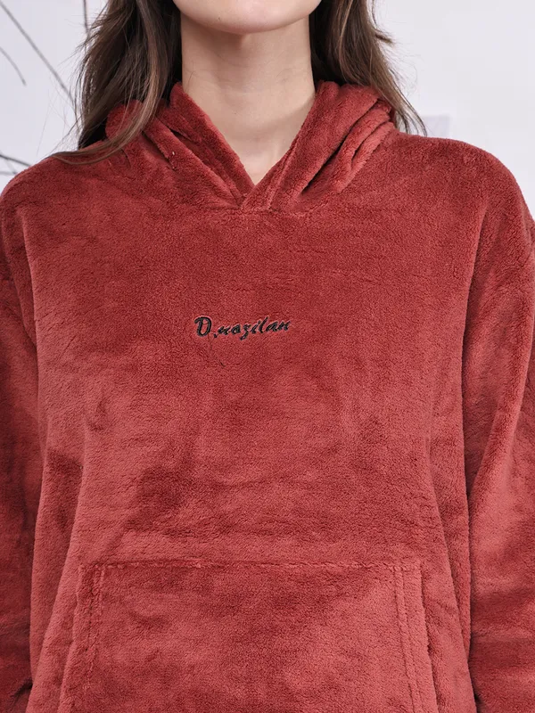 Maroon_Wool_Blend_Nightwear_For_Women