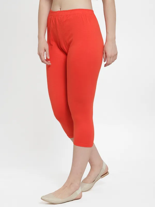 Orange_Cotton_Lycra_Capri_For_Women