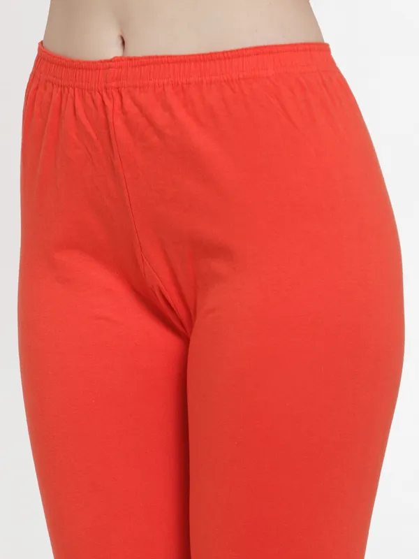 Orange_Cotton_Lycra_Capri_For_Women