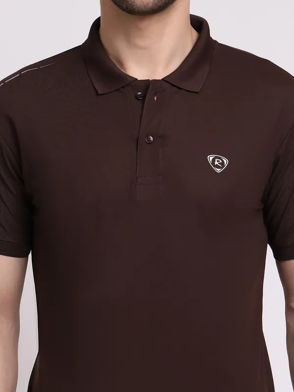 Brown_Polycotton_T-Shirt_For_Men