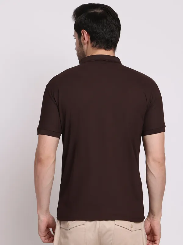 Brown_Polycotton_T-Shirt_For_Men