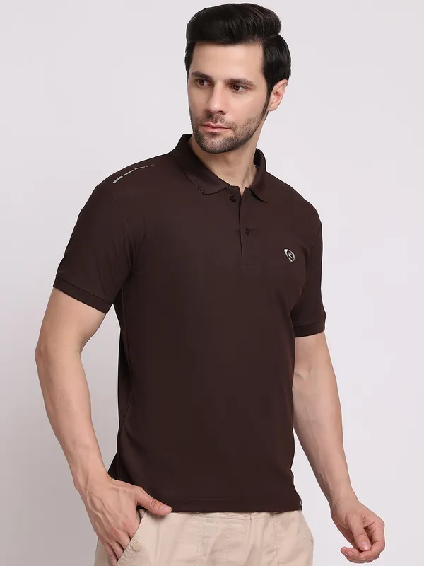 Brown_Polycotton_T-Shirt_For_Men