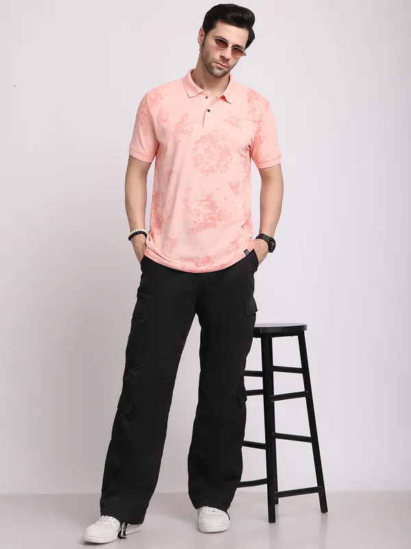 Peach_Cotton_T-Shirt_For_Men
