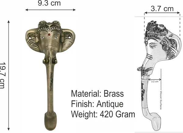Pull_handle_Elephant_Brass_Antique_Pack_of_1