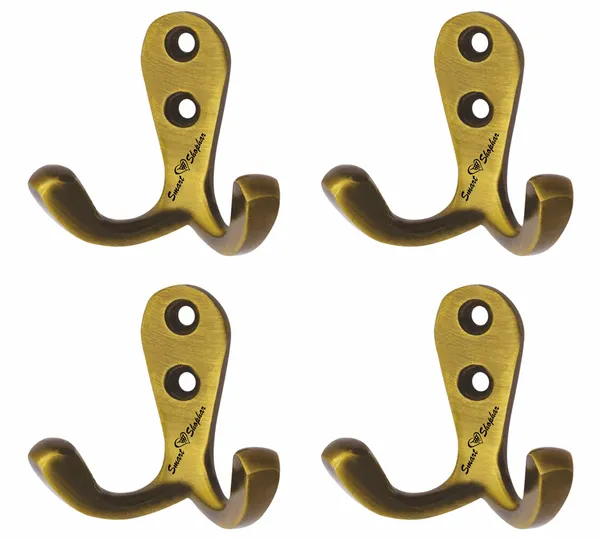 Wall_Hook_Double_Jack(J)_Aluminium_Alloys_Antique_Pack_of_4