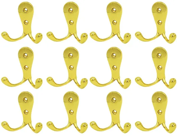 Wall_Hook_Double_Jack(J)_Aluminium_Alloys_Gold_Pack_of_12