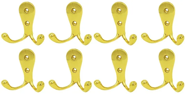 Wall_Hook_Double_Jack(J)_Aluminium_Alloys_Gold_Pack_of_8