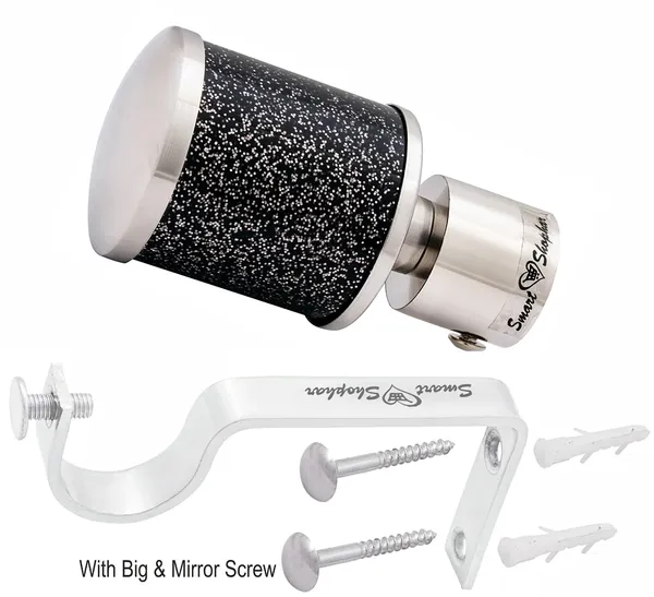 Curtain_bracket_Glitter_Star_Stainless_Steel_and_Aluminium_Alloys_Black_Silver_Pack_of_1