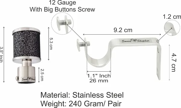 Curtain_Bracket_Glitter_Star_Stainless_Steel_and_Aluminium_Alloys_Yellow_Silver_Pack_of_4